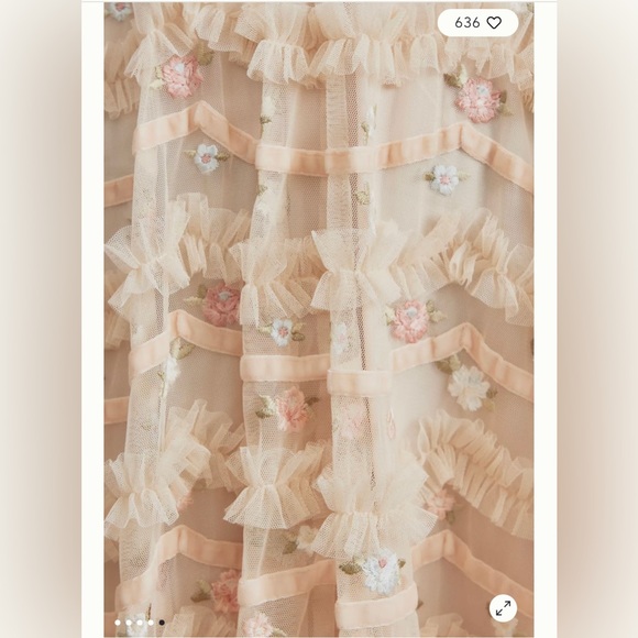 NWT Mac Duggal Anthropologie Ruffled Embroidered Gown - Picture 5 of 6